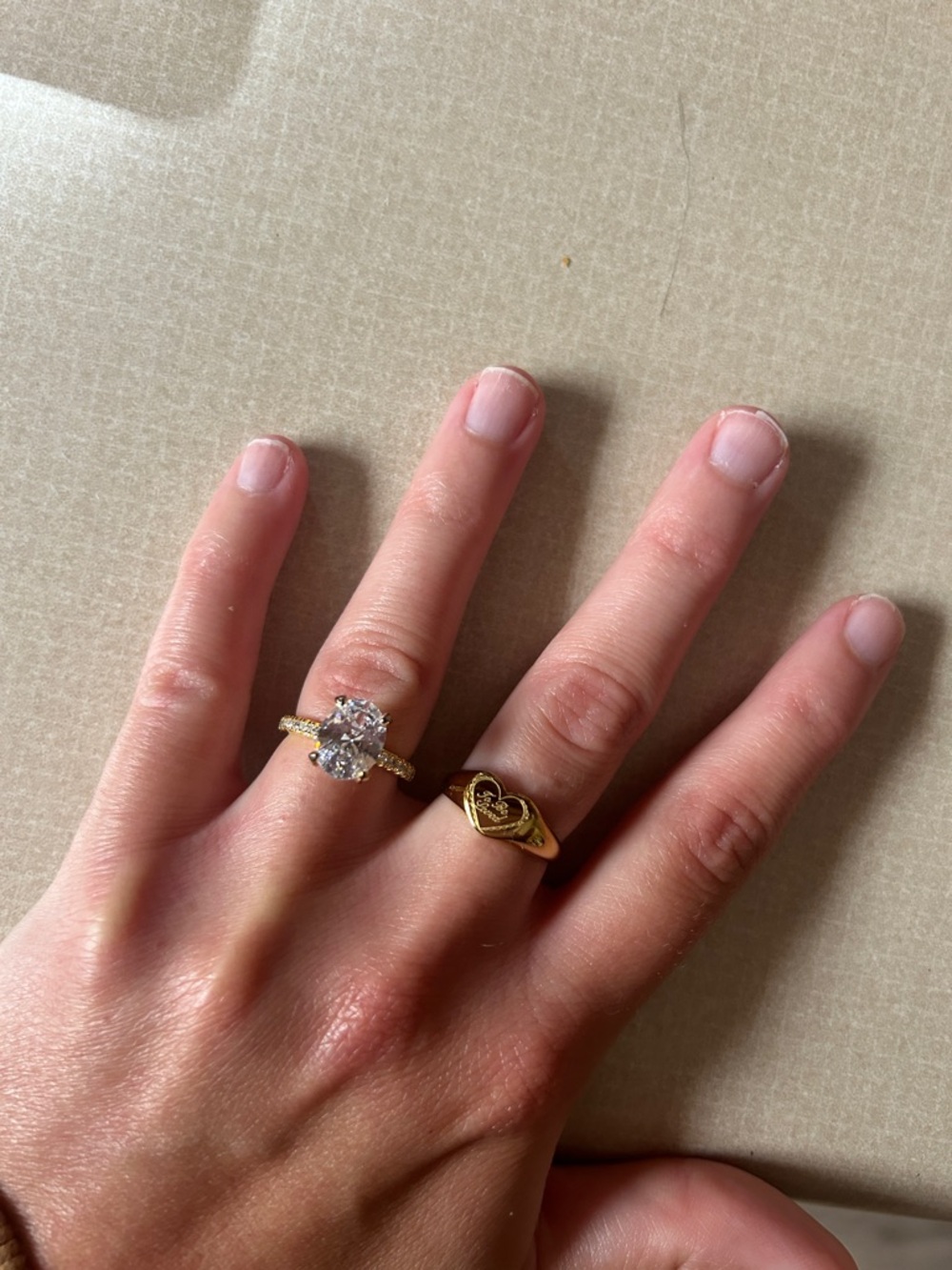 Alder Paris Gold moissanite Engagement Ring Size 5 Like New 3 CT.